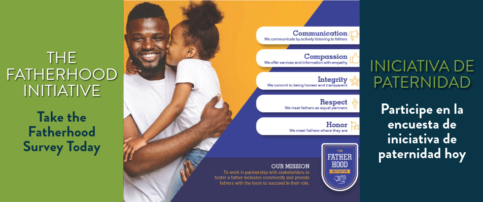The fatherhood initiative banner displays smiling father with daughter.